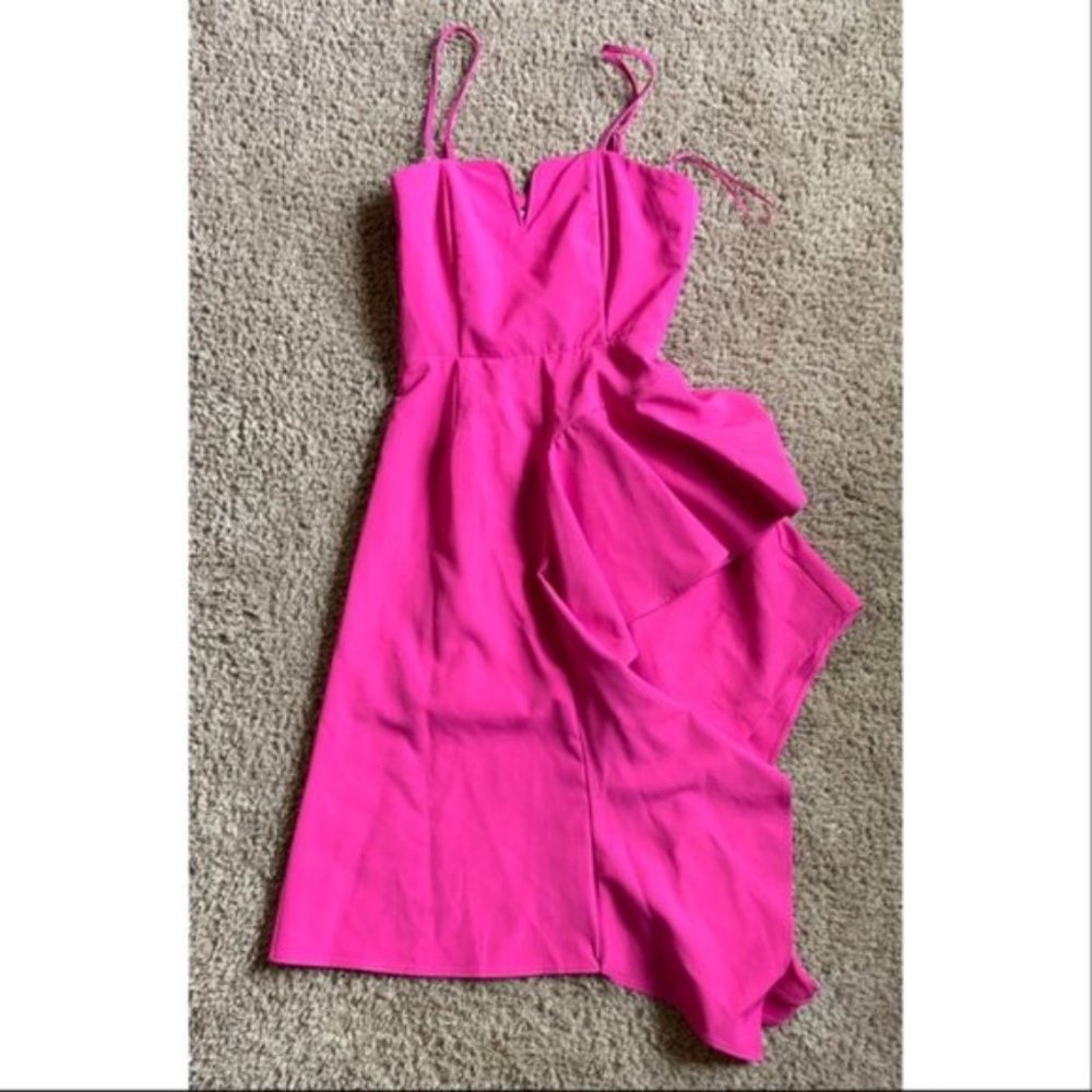 INA Fuschia Diagonal Cut Cocktail Dress